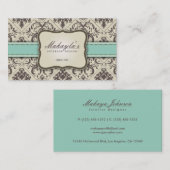 Elegant Damask Modern Brown, Green and Beige Visitekaartje (Voorkant / Achterkant)