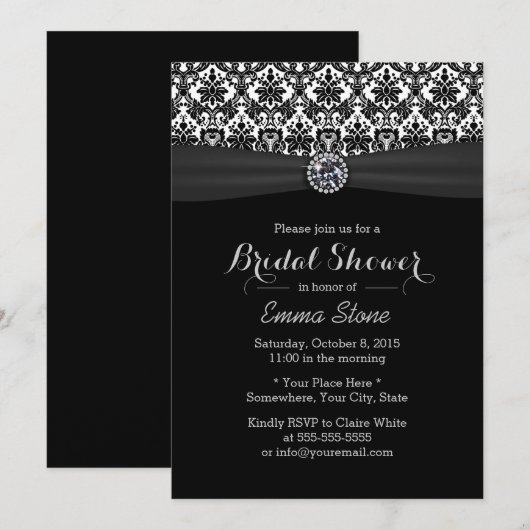 Elegant Damask Modern Diamond Vrijgezellenfeest Kaart (Voorkant / Achterkant)