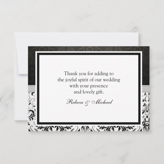 Elegant Damask Monogram Hartelijk dank Bedankkaart (Achterkant)
