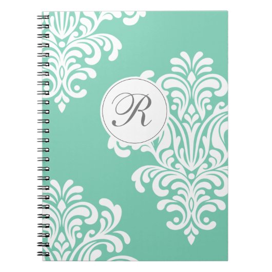 Elegant Damask Monogram Notitieboek (Voorkant)