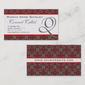 Elegant Damask Monogram Q Visitekaartjes (Voorkant / Achterkant)