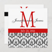 Elegant Damask Monogram Weddenschap Rood Kaart (Voorkant / Achterkant)