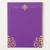 Elegant Damask Monogrammed Gold and Purple Office Planner (Achterkant)