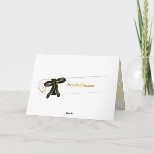 Elegant Damask & Mortarboard Afstuderen Card Kaart (Achterkant)