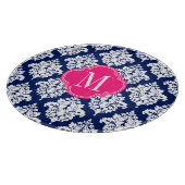 Elegant Damask Navy & Pink Custom Monogramed Snijplank (Hoek)