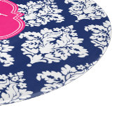 Elegant Damask Navy & Pink Custom Monogramed Snijplank (Hoek)