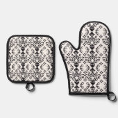 Elegant Damask Ovenwant & Pannenlap Set (Voorkant)