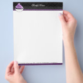 Elegant Damask Paars Cupcake bakkerij Flyer (Hand)