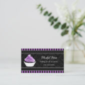 Elegant Damask Paars Cupcake bakkerij Visitekaartje (Staand voorkant)