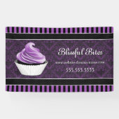 Elegant Damask Paars Cupcake Spandoek (Horizontaal)