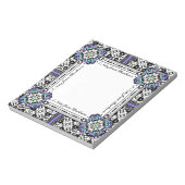 Elegant Damask Paars en Aqua Custom Name Notitieblok (Linkerzijde)