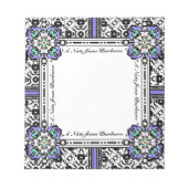 Elegant Damask Paars en Aqua Custom Name Notitieblok (Voorkant)