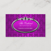 Elegant Damask Paars Silver Shimmer Visitekaartje (Voorkant)