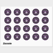 Elegant Damask Paarse Cupcake Bakery Box Seals Ronde Sticker (Vel)