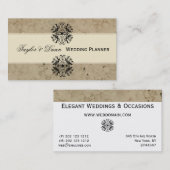 Elegant Damask Party Planner Visitekaartje (Voorkant / Achterkant)