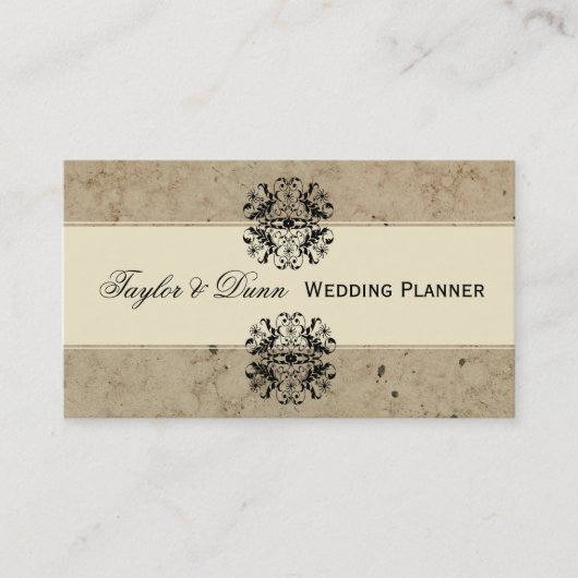 Elegant Damask Party Planner Visitekaartje (Voorkant)