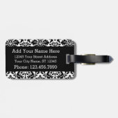 Elegant Damask-patronen met zwart en wit Bagagelabel (Achterkant horizontaal)