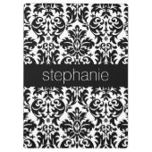 Elegant Damask-patronen met zwart en wit Klembord (Achterkant)