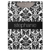 Elegant Damask-patronen met zwart en wit Klembord (Voorkant)