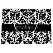 Elegant Damask-patronen met zwart en wit Large Cadeautasje (Voorkant)
