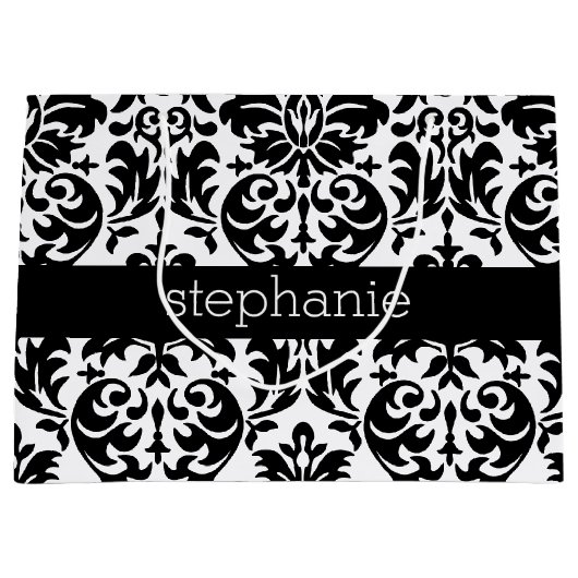 Elegant Damask-patronen met zwart en wit Large Cadeautasje (Voorkant)