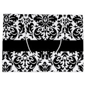 Elegant Damask-patronen met zwart en wit Large Cadeautasje (Achterkant)
