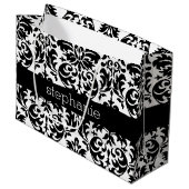 Elegant Damask-patronen met zwart en wit Large Cadeautasje (Voorkant Gekanteld)