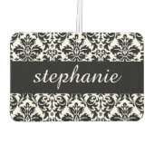 Elegant Damask-patronen met zwart en wit Luchtverfrisser (Achterkant)