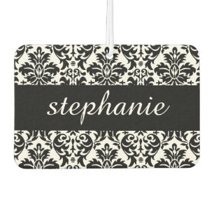 Elegant Damask-patronen met zwart en wit Luchtverfrisser
