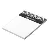 Elegant Damask-patronen met zwart en wit Notitieblok (Linkerzijde)