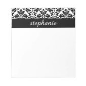 Elegant Damask-patronen met zwart en wit Notitieblok (Voorkant)