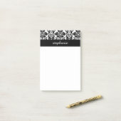 Elegant Damask-patronen met zwart en wit Post-it® Notes (Op bureau)