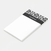 Elegant Damask-patronen met zwart en wit Post-it® Notes (Schuin)