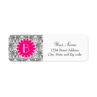 Elegant Damask Patroon met Monogram Etiket