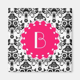 Elegant Damask Patroon met Monogram Magneet