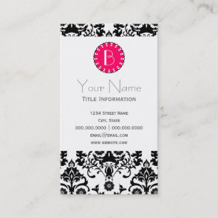 Elegant Damask Patroon met Monogram Visitekaartje
