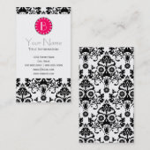 Elegant Damask Patroon met Monogram Visitekaartje (Voorkant / Achterkant)