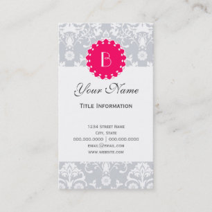 Elegant Damask Patroon met Monogram Visitekaartje