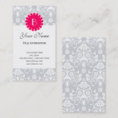 Elegant Damask Patroon met Monogram Visitekaartje (Voorkant / Achterkant)