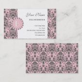 Elegant Damask Patroon met Monogram Visitekaartje (Voorkant / Achterkant)
