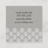 Elegant Damask Patroon / Roze Vierkante Visitekaartje (Achterkant)