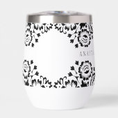 ELEGANT DAMASK patroon schattig zwart wit (Voorkant)