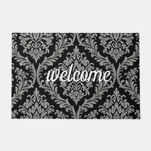 Elegant Damask Patroon "Welkom" Deurmat (Voorkant)