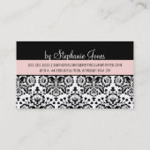  ELEGANT DAMASK patroon zwart bord roze Visitekaartje (Achterkant)