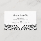 ELEGANT DAMASK patroongoud zwart wit Visitekaartje (Achterkant)