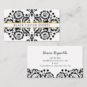 ELEGANT DAMASK  patroongoud zwart wit Visitekaartje