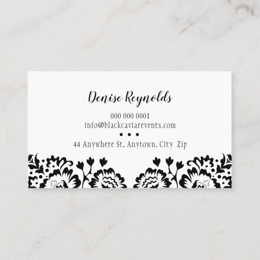ELEGANT DAMASK  patroontje goud zwart roze Visitekaartje (Achterkant)