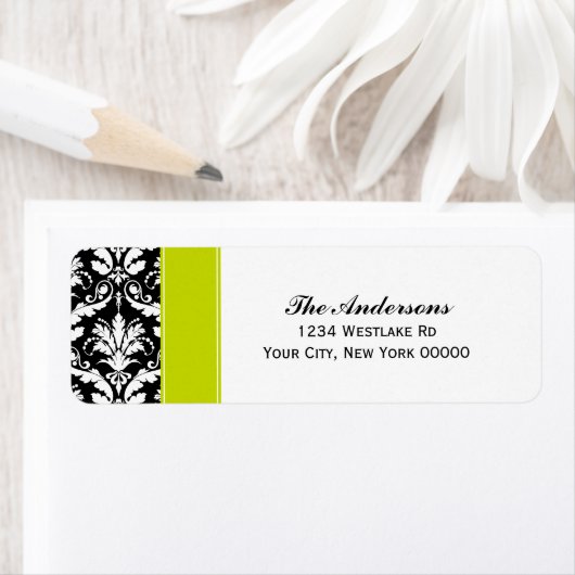 Elegant Damask Pattern-Adresetiketten Etiket (Insitu)