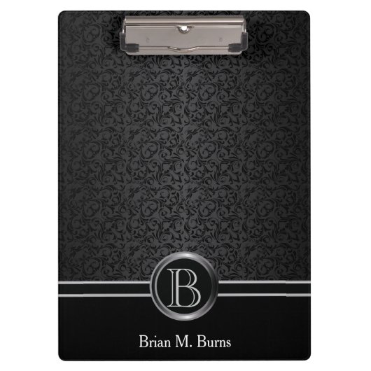 Elegant Damask Pattern | DIY-monogram Klembord (Voorkant)