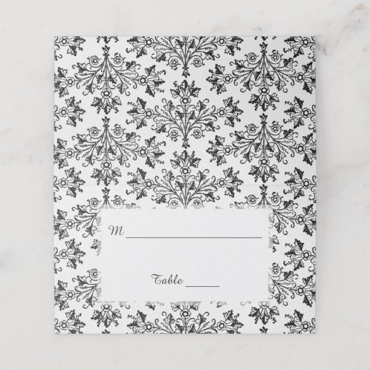 Elegant Damask Pattern Folded Table Cards Plaatskaartje (Buitenkant ongevouwen)